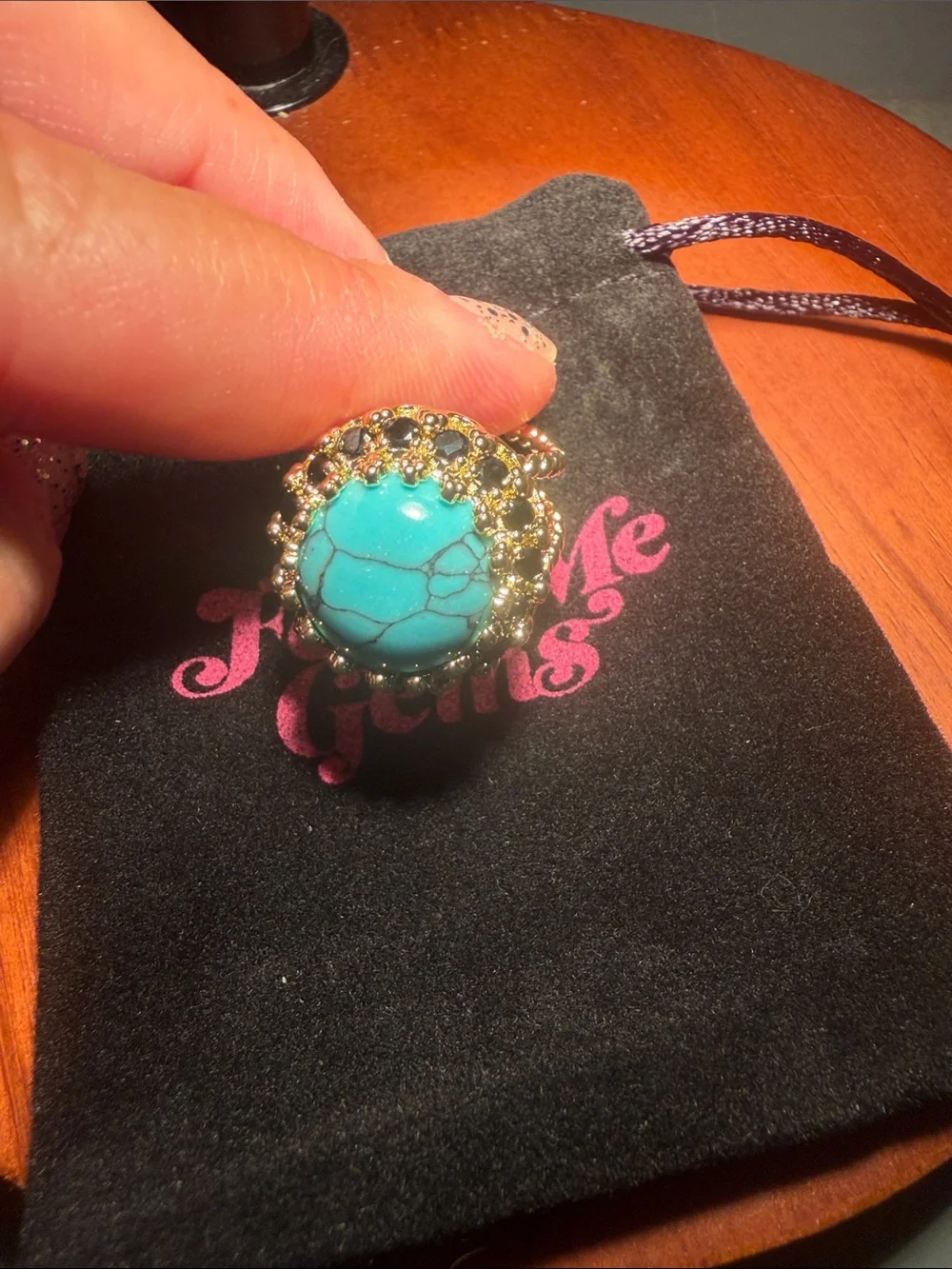 New Feed Me Gems Texas Turquoise Eclipse Ring